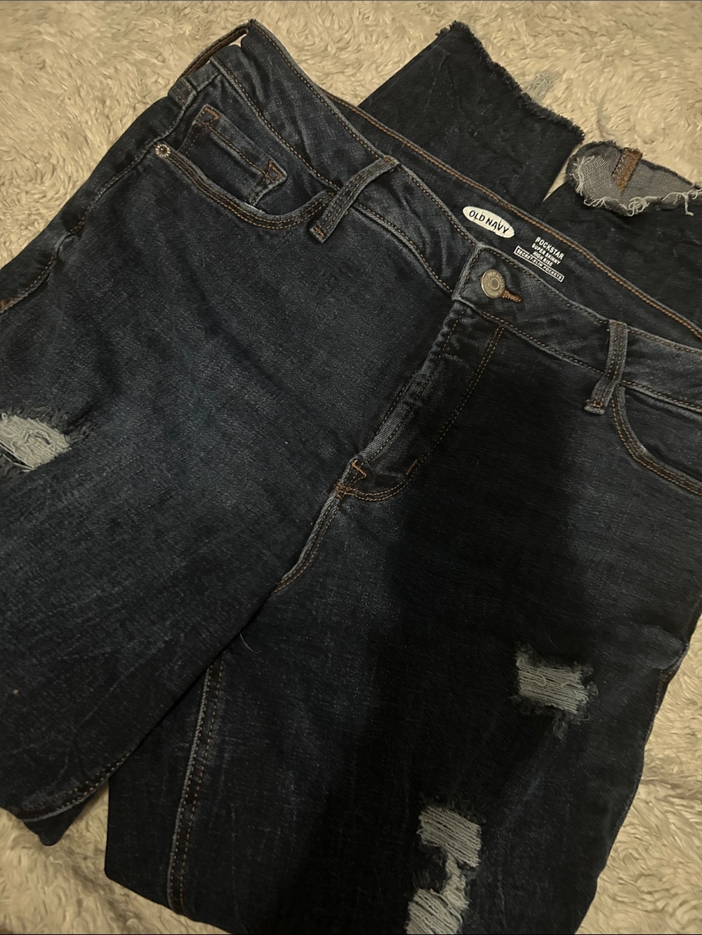 Old Navy Dark Indigo Skinny Jeans with Distressed Rips